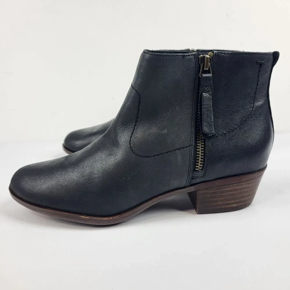 Lucky Brand Women’s Basel Side Zip Ankle charcoal black Leather Booties Size 9M